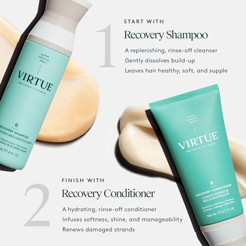 VIRTUE Recovery Sulfate-Free Shampoo with Keratin & Baobab Oil - 17 Fl Oz - Damaged & Color Safe