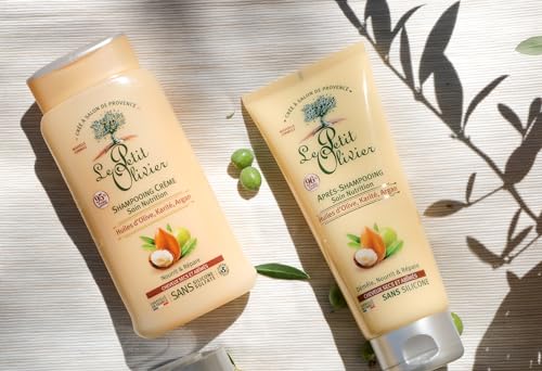 Le Petit Olivier Nutrition Hair Conditioner with Olive, Shea & Argan Oils - Repairs, Detangles & Softens Dry Damaged Hair - 6.76 Oz