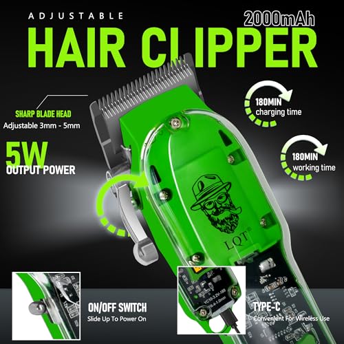 Professional Barber Electric Clippers Set for Men, Cordless Grooming Kit with Beard Trimmer & Shaver,LED Display, Long Battery Life,Transparent Design,Self-Haircut,Home &Travel Use,Gift for Him