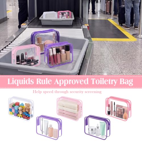 Pink Purple 20 Pcs Clear Travel Toiletry Bags Waterproof PVC Organizer Set
