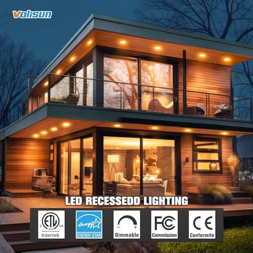 VOLISUN 6 Inch Recessed LED Downlight Black 5CCT, 3W Eqv 120W, Dimmable