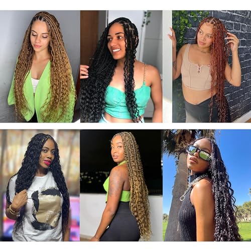 Pre-Looped Boho Crochet Braids Hair - Protein Fiber Soft Natural Look 18 Inch Pack of 7