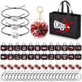 Landical Red Cheerleading Gifts Set with Bags Pompoms & Bracelets - 72 Pcs