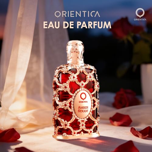 Orientica Amber Rouge Eau de Parfum 2.7oz - Warm Woody Floral Saffron & Jasmine Notes - Unisex Fragrance with Orange - Variation of THIS listing