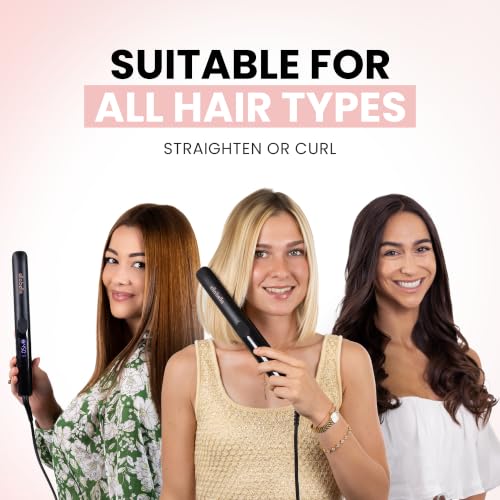 Ella Bella Titanium Flat Iron Hair Straightener with Infrared, Black, 1 Inch Plate