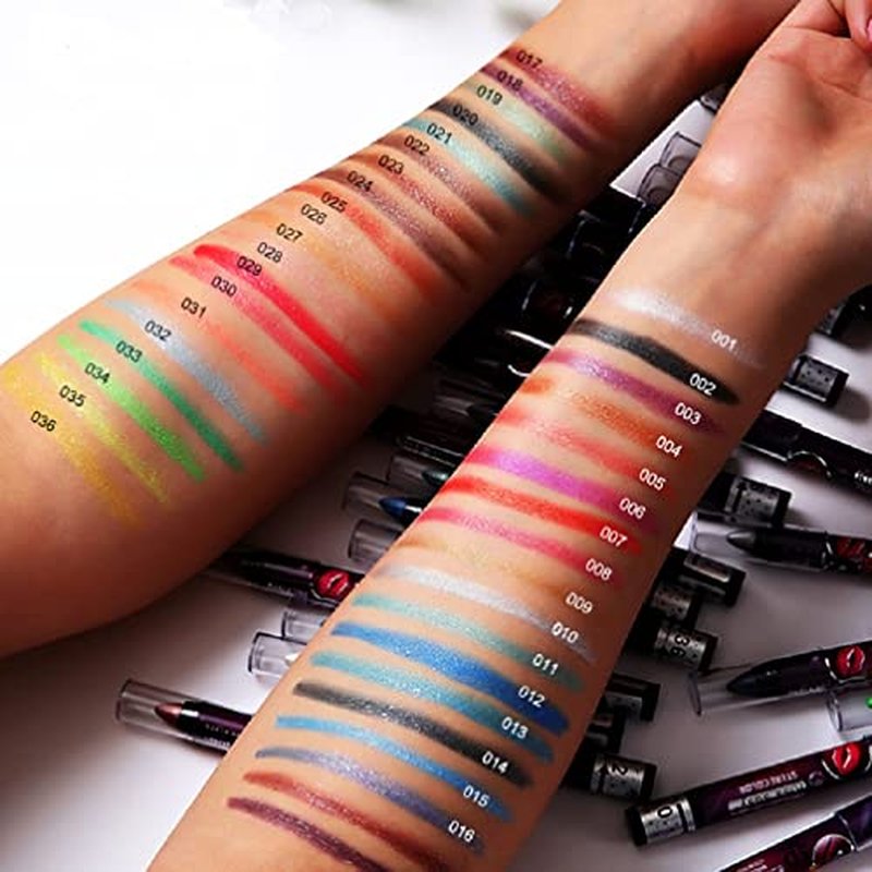 MEICOLY Neutral Brown Eyeshadow Stick, 12 Pcs Shimmer Metallic Purple Blue Eyeshadow Crayon, Eye Brightener Stick, Pro Waterproof & Long Lasting Shiny Bright Starter Rotating Eye Brightener Sticks