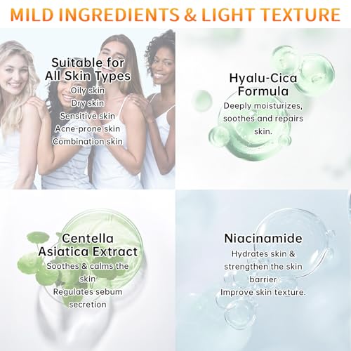 Centella Sunscreen SPF 50, Sunscreen for Face, Water Resistant Strong UV Protection No White Cast, Centella Madagascar Face Sun Screen Oil Free Korean Skincare(Blue 2)
