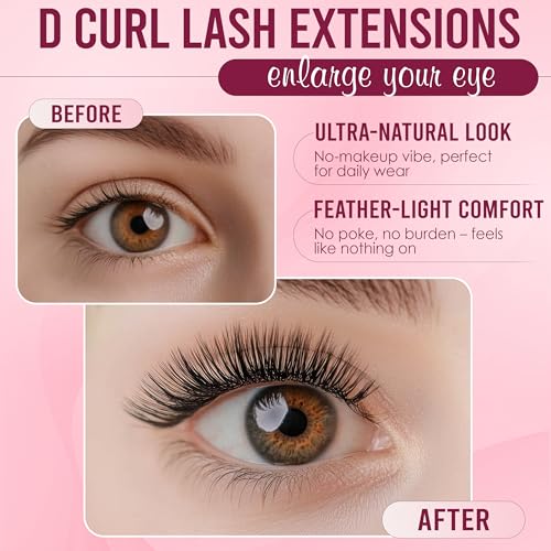 DIY Lash Clusters Kit - 480 PCS, Wispy D Curl Eyelash Extensions 8-16mm with Bond & Seal Glue, Tweezers, 3 Pads & Brush - Beginner-Friendly Individual Cluster Lashes (50D/60D/80D)