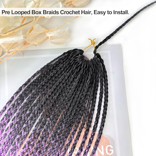 Chicmoi 20 Inch Ombre Purple Crochet Box Braids - 6 Packs, Small Thin Braid Extensions