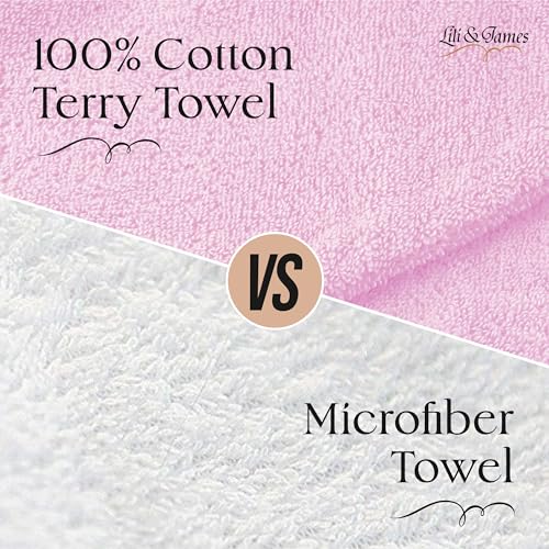 Cotton Hair Towel Wrap for Women & Kids - Pack of 3 - White Pink Lilac