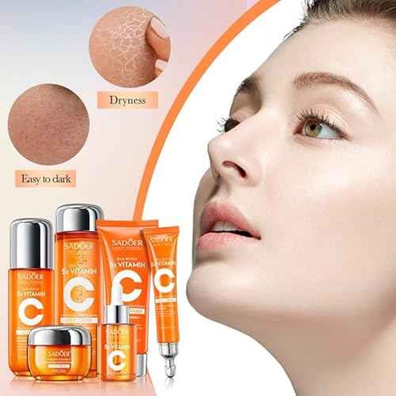 6-Piece Hydrating Skincare Set with Vitamin C & Niacinamide,Tk Face Care Kit Includes Toner, Serum,Cleanser,Moisturizer, Eye Cream & Body Lotion | Unique Gift for Women