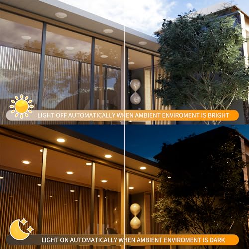 8 Pack JULLISON 6 Inch LED Low Profile Disk Lights with Dusk to Dawn Sensor, 5CCT White, 1000LM, Non-Dimmable, ETL Shower Rated
