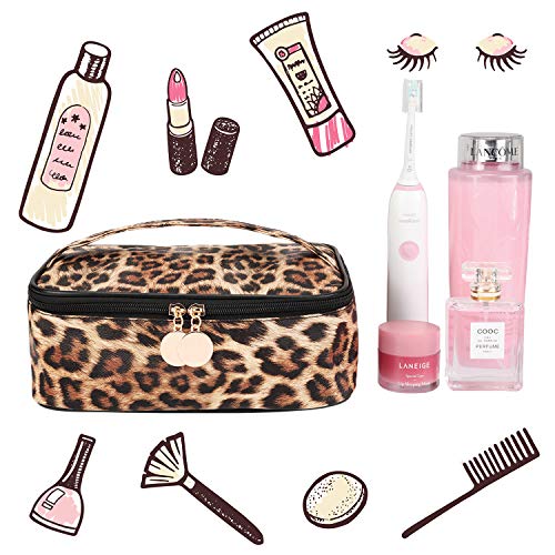Leopard Print Makeup Bags Set - Waterproof Cosmetic & Toiletry Organizer