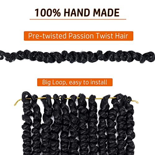 Pre-Twisted Passion Twist Crochet Hair 18 Inch Water Wave Synthetic Extensions - 8 Packs, Color 1B - Variation of THIS listing