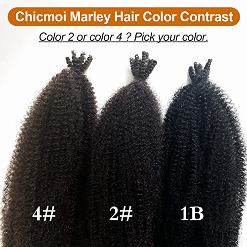 16 Inch Brown Spring Twist Hair - Pre-Fluffed Afro & Marley Twist Extensions - 8 Packs