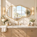 Gold Bathroom Mirror for Over Sink - Cloud-Like Wall Mirror 22x36 inches - Rose Gold Variation