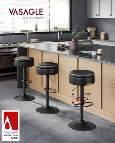 Ink Black 1 Pack Adjustable Swivel Bar Stool with Storage