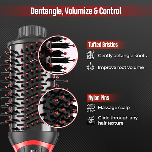 4-in-1 Ionic Ceramic Hair Dryer Brush - Volumizer, Straightener & Curler