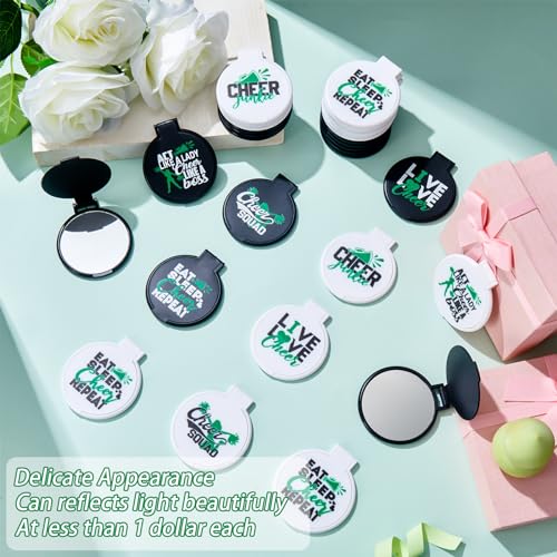 50 Pcs Green Cheerleader Compact Mirrors Bulk Gift Set - Inspiring & Portable
