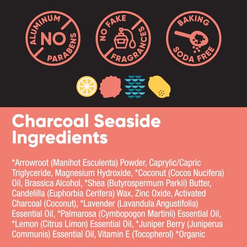 Pretty Frank Charcoal Seaside Deodorant Stick 2.7oz Pack of 2 - Natural & Aluminum-Free
