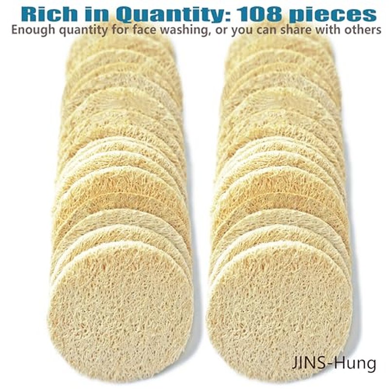 108 Pack Natural Loofah Sponge Exfoliating Face Pads - Facial Body Scrubbers Pad - When Bath Shower and Spa - Loofa Sponges Brush Scrub - Bulk Loofahs Scrubber - Cleansing Skin for Women and Men