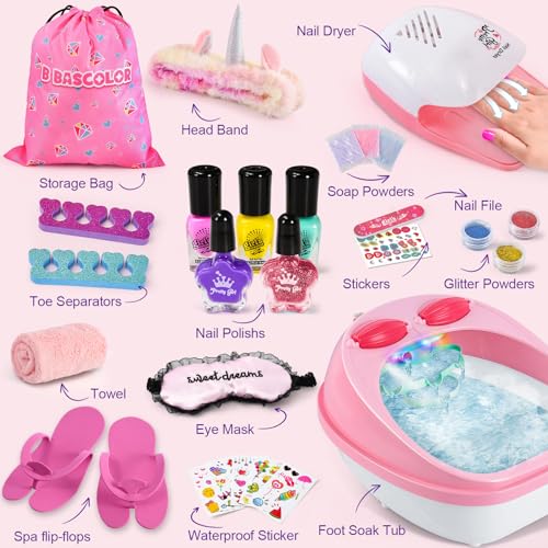 Kids Foot Spa & Nail Kit Set - Manicure Pedicure Spa Toys for Girls