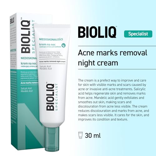 Bioliq - Specialist Acne Marks Removal Night Cream - with Salicylic Acid, Mandelic Acid, and Tamanu Oil, Reduces Scars and Discoloration - 30 ml
