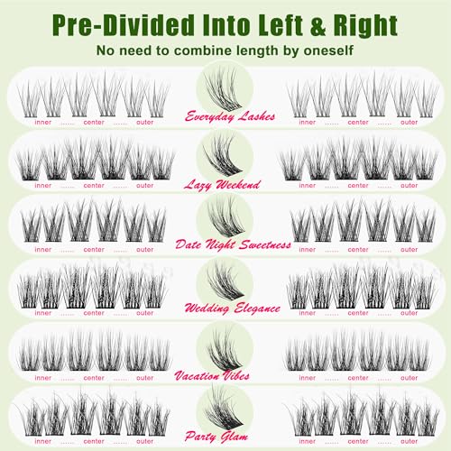 L&R Natural & Fluffy Lash Clusters - Biodegradable False Eyelashes for Beginners, No Glue Included