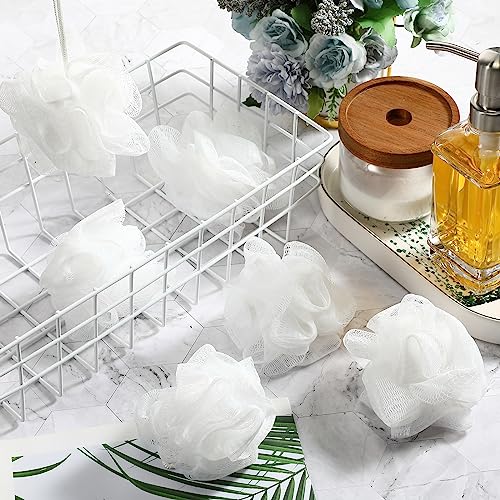 50 Pcs White Loofah Sponges for Shower - Exfoliating Bath Scrubbers
