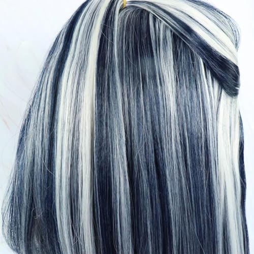 Black and White Frankie Cosplay Wig with Ponytail - Heat Resistant Costume Wig - Variation: White
