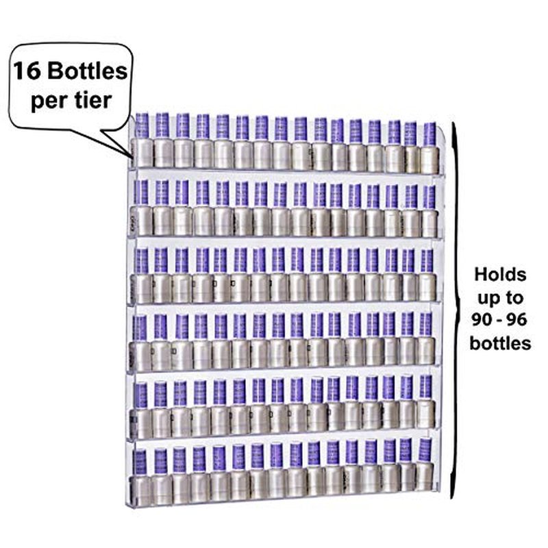 AMT Acrylic Nail Polish Racks for the Wall, Clear Nail Polish Display, Essential Oils Organizer. Holds up to 96 Bottles. Plus a Microfiber Cloth for Cleaning Purposes