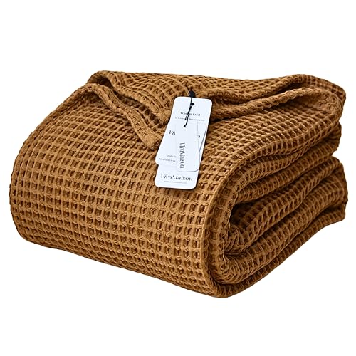 Cotton Waffle Blanket Twin XL Size 63x91 inches - Breathable & Lightweight