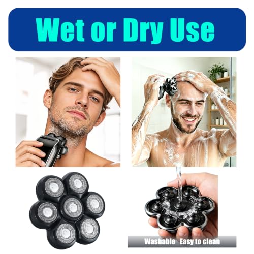 Black 2-Pack Magnetic 7-Head Replacement Razor Blades Compatible with Electric Shavers