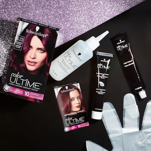 Schwarzkopf Color Ultime 5.23 Charcoal Fuchsia Hair Dye, Permanent Intense Red with Diamond Brilliance, Fade-Resistant, Covers Grays, All Hair Textures
