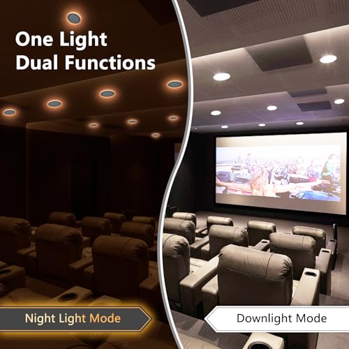 White 8 Inch LED Recessed Lights Set of 6 with Night Light Mode - CycevSun