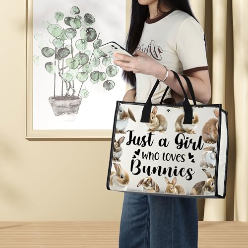 LEVLO Funny Bunny Cosmetic Bag Animal Lover Gift Just A Girl Who Loves Bunnies Makeup Zipper Pouch Bag Bunny Lover Gift For Women Girls (Loves Bunnies LT)