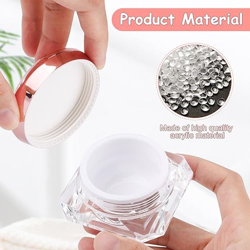 6pcs 30ml/1oz Empty Clear Plastic Diamond-shape Cream Jars with Pink Lid and White Inner Lining,Cosmetic Sample Pot Container,Scrub Storage Box,Makeup Bottles for Eye Shadow,Gel,Foundation