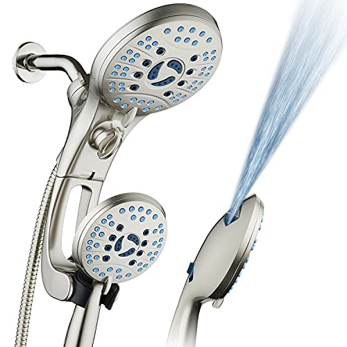 AquaCare 50-Mode High Pressure Shower Head Combo with Arm & 2.5 GPM Satin Nickel