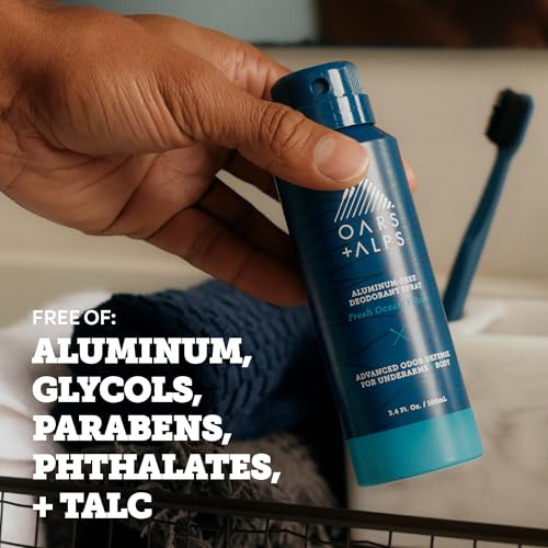Oars + Alps Aluminum-Free Whole Body Deodorant Spray - Fresh Ocean Splash, 3.4oz 3 Pack