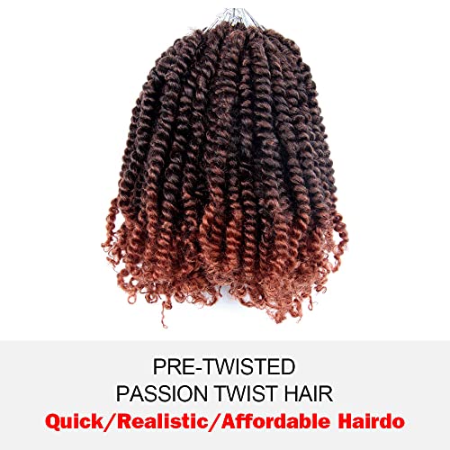 Pre-twisted Passion Twist Crochet Hair 6 Inch Ombre Ginger Red Pack of 8 for Black Women