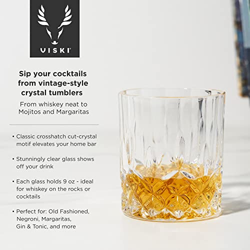 Viski Admiral Punch Bowl Set with 8 Crystal Tumblers, 2.5 Gallons, Dishwasher Safe