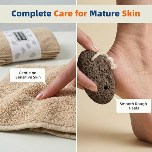 Elderly Body Odor Care Gift Set with Persimmon Soap Bars & Bath Accessories