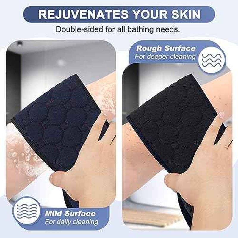 Exfoliating Back Scrubber with Handles, 39 Inch Double-Sided Back Exfoliator Body Scrub Towel, Exfoliating Washcloth Bath Tool for Use in Shower, Back Washer to Deep Clean Your Skin for Men & Women