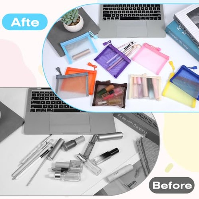 24 Pack Mini Zipper Mesh Bags,5.12 * 3.94inch Mesh Bag Small Zipper Pouch Mini Zippers Pouch Nylon Meshs with Zippers Cosmetic Bag Lipstick Coin Purse for Women Purse Beauty Travel