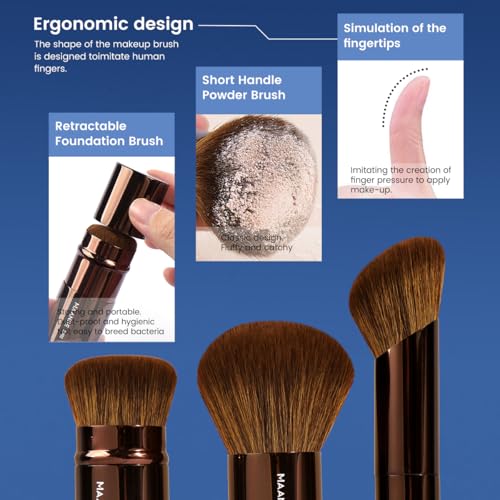 Brown 20-Piece Makeup Brush Set with Bag - Face, Eye, Foundation, Blending