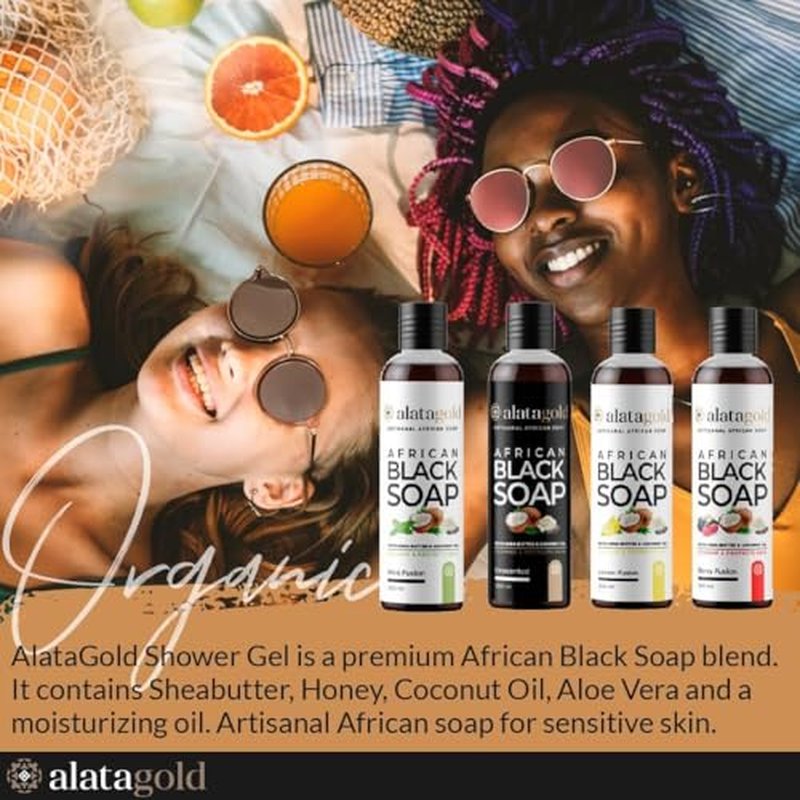 African Black Soap Liquid Body Wash (Pack of 2) ? Moisturizing Black African Soap with Shea Butter, Aloe, Honey & Coconut Oil ? Deep Cleansing & Hydrating ? 16.9 oz (Berry Scent)