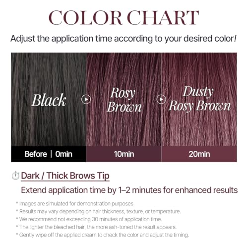 Easy Brow Tinting Kit with Dusty Rosy Brown - At-Home Eyebrow Color Set, 5 Applications