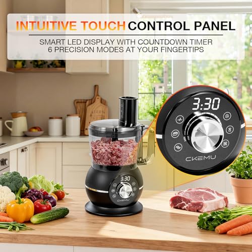 12-Cup Electric Food Processor with 11 Speeds & Digital Timer