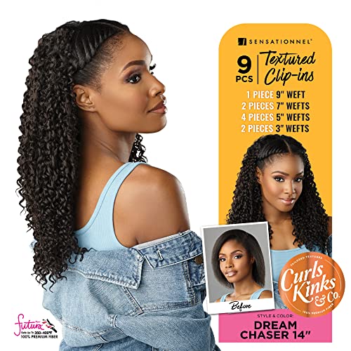Sensationnel Curls Kinks & Co Clip-In Hair Extensions 14 Inch Jet Black