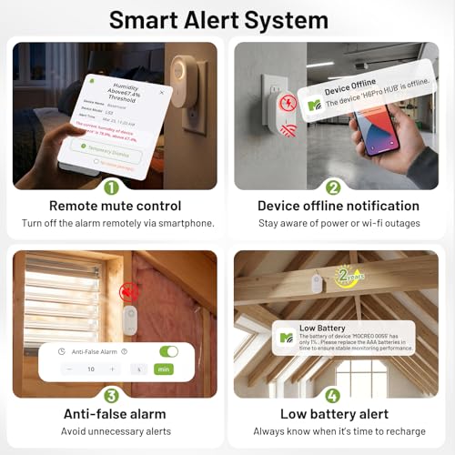 Long Range Hub with 3 Battery Sensors - 2000ft Temperature & Humidity Monitor with Freeze Alert